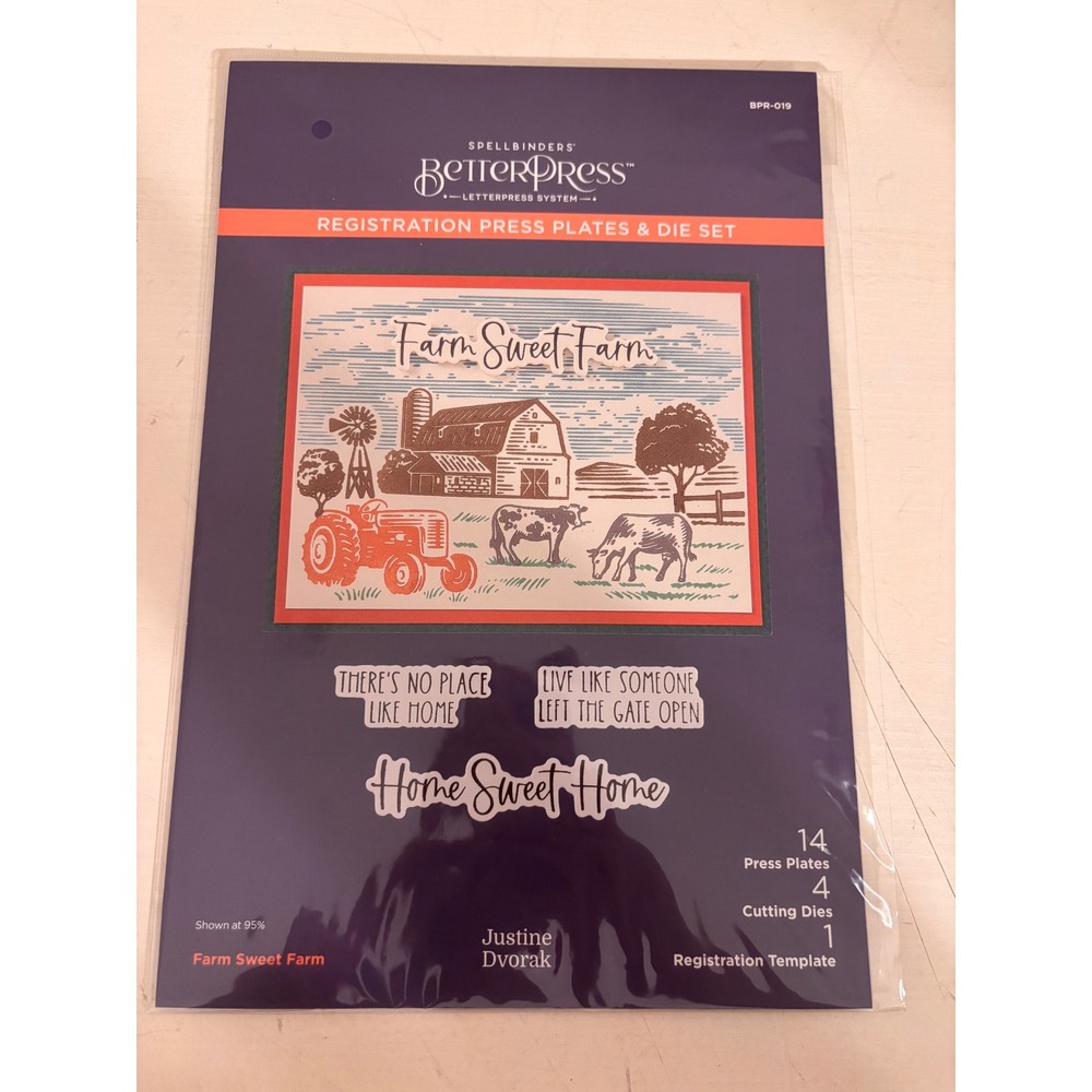 Spellbinders Farm Sweet Farm BetterPress Plate & Die Set Justine Dvorak BPR-019